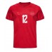 Günstige Dänemark Kasper Dolberg #12 Heim Fussballtrikot WM 2022 Kurzarm